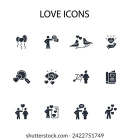 Love icon set.vector.Editable stroke.linear style sign for use web design,logo.Symbol illustration.