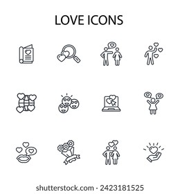 Love icon set.vector.Editable stroke.linear style sign for use web design,logo.Symbol illustration.