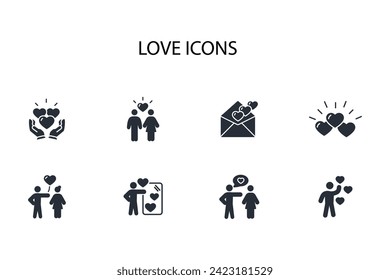 Love icon set.vector.Editable stroke.linear style sign for use web design,logo.Symbol illustration.