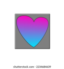 Love icon with shadow effect style in blue and red gradient colors, on a gray frame. Great for emblems in your designs. Vector illustration valentine
