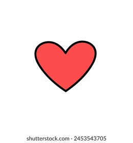 Love icon with shape of abstract red heart. Symbol of romantic feelings, passion, happiness, tenderness, romance. Valentines day. Like sign. Flat isolated vector illustration on white background