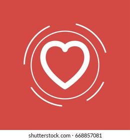 love icon. sign design. red background