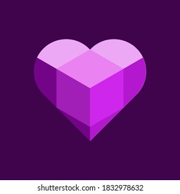 Love Icon, symbol with Box inside, in bright overlapping color style design vector