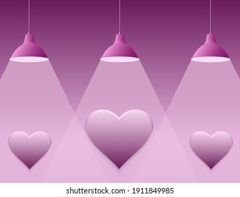 Love icon that appears under lights on a purple background