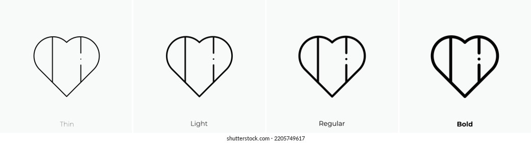 love icon. Thin, Light Regular And Bold style design isolated on white background