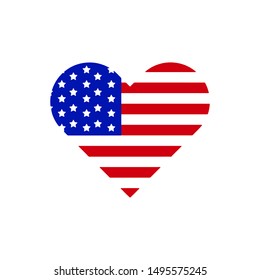 Love Icon with an USA flag motif. Vector Eps 10