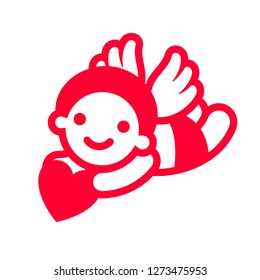 Love icon or Valentine's day sign designed for celebration. Red symbol isolated on white background, flat style.