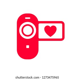 Love icon or Valentine's day sign designed for celebration. Red symbol isolated on white background, flat style.