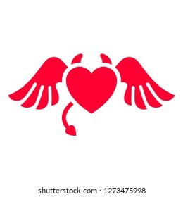 Love icon or Valentine's day sign designed for celebration. Red symbol isolated on white background, flat style.