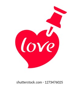 Love icon or Valentine's day sign designed for celebration. Red symbol isolated on white background, flat style.