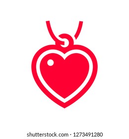 Love icon or Valentine's day sign designed for celebration. Red symbol isolated on white background, flat style.