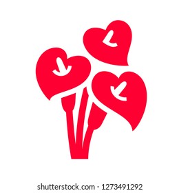 Love icon or Valentine's day sign designed for celebration. Red symbol isolated on white background, flat style.