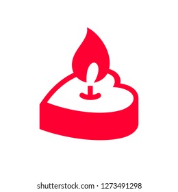 Love icon or Valentine's day sign designed for celebration. Red symbol isolated on white background, flat style.