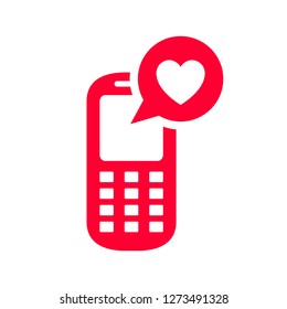 Love icon or Valentine's day sign designed for celebration. Red symbol isolated on white background, flat style.