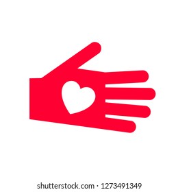 Love icon or Valentine's day sign designed for celebration. Red symbol isolated on white background, flat style.