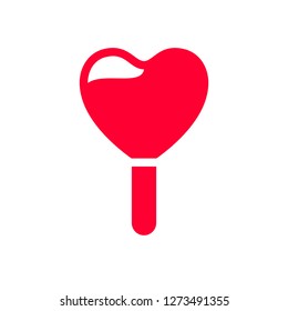 Love icon or Valentine's day sign designed for celebration. Red symbol isolated on white background, flat style.