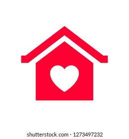 Love icon or Valentine's day sign designed for celebration. Red symbol isolated on white background, flat style.