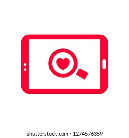 Love icon or Valentine's day sign designed for celebration. Red symbol isolated on white background, flat style.