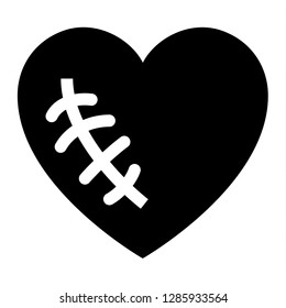 Love icon or Valentine's day sign designed for celebration. Black vector symbol isolated on white background, flat style.