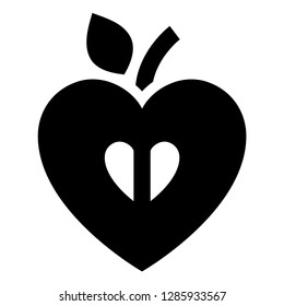 Love icon or Valentine's day sign designed for celebration. Black vector symbol isolated on white background, flat style.