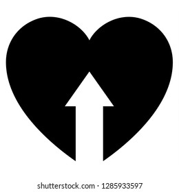 Love icon or Valentine's day sign designed for celebration. Black vector symbol isolated on white background, flat style.
