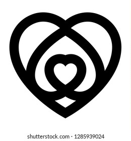 Love icon or Valentine's day sign designed for celebration. Black vector symbol isolated on white background, flat style.