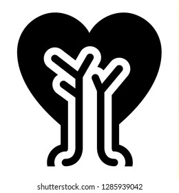 Love icon or Valentine's day sign designed for celebration. Black vector symbol isolated on white background, flat style.