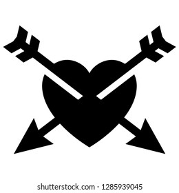 Love icon or Valentine's day sign designed for celebration. Black vector symbol isolated on white background, flat style.