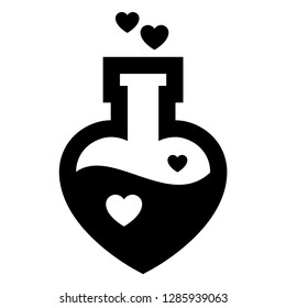 Love icon or Valentine's day sign designed for celebration. Black vector symbol isolated on white background, flat style.