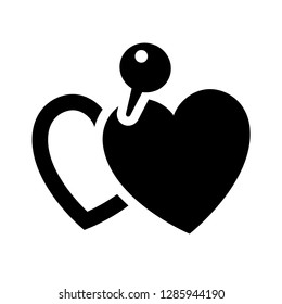 Love icon or Valentine's day sign designed for celebration. Black vector symbol isolated on white background, flat style.