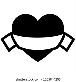 Love icon or Valentine's day sign designed for celebration. Black vector symbol isolated on white background, flat style.