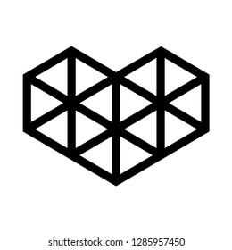Love icon or Valentine's day sign designed for celebration. Black vector symbol isolated on white background, flat style.