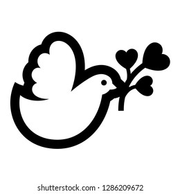 Love icon or Valentine's day sign designed for celebration. Black vector symbol isolated on white background, flat style.
