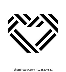 Love icon or Valentine's day sign designed for celebration. Black vector symbol isolated on white background, flat style.