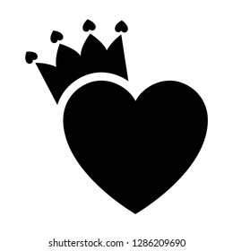 Love icon or Valentine's day sign designed for celebration. Black vector symbol isolated on white background, flat style.