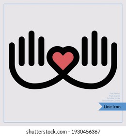 Love icon or Valentine's Day sign designed for celebration - Thin line icon. professional, pixel-aligned, Pixel Perfect, Editable Stroke, Easy Scalablility. 8x, 256px.