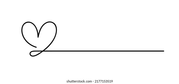 Icono de amor calligrafía corazón y línea para texto. Logo del Día de San Valentín dibujado mano monolina. Decoración para tarjeta de saludo, boda, etiqueta, superposición de fotos, impresión de camisetas, volante, diseño de afiches.