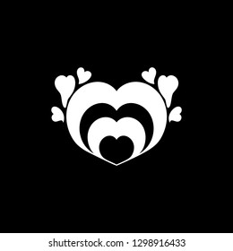 Love icon vector - Cute heart sticker illustration - glyph style icon vector white