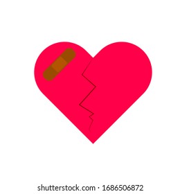 Love icon vector design, 
Broken heart wearing a bandage, Flat design