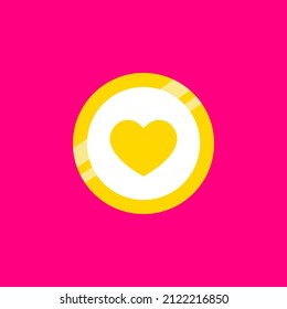 Love Icon Vector in Gold Style. Heart Sign Symbol