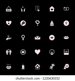 love icon. love vector icons set heart envelope, candle heart, house heart and room service