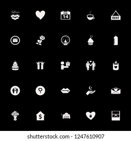love icon. love vector icons set give gift, cake wedding, man woman love and room service