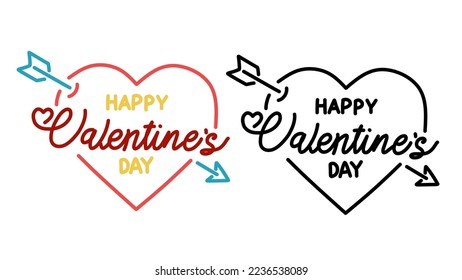Icono de amor ilustración vectorial con texto feliz Día de San Valentín adecuado para el tema del amor, regalo de celebración, plantilla de vacaciones, pegatina
