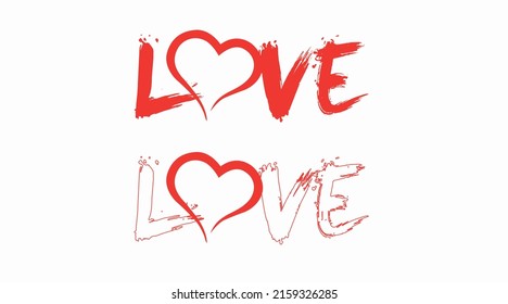 Love Icon. Vector isolated illustration of a heart with the word love