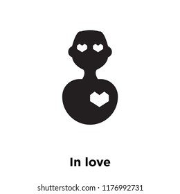 In love icon vector isolated on white background, logo concept of In love sign on transparent background, filled black symbol