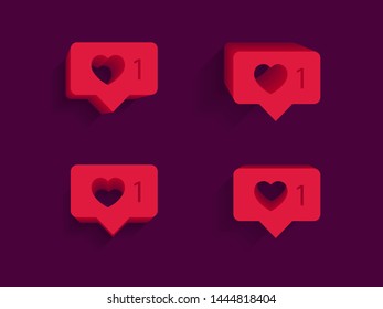 Love icon vector. Social network. 3d