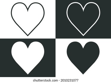 Love icon with white and black background. 