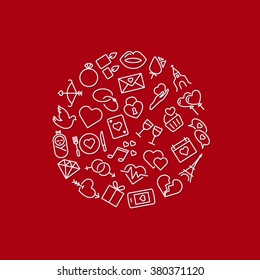 love icons in circle