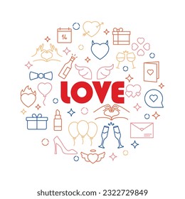 Love Icons Circle Shape Background Vector Design.