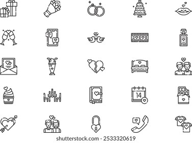Love icons collection is a vector illustration with editable stroke.